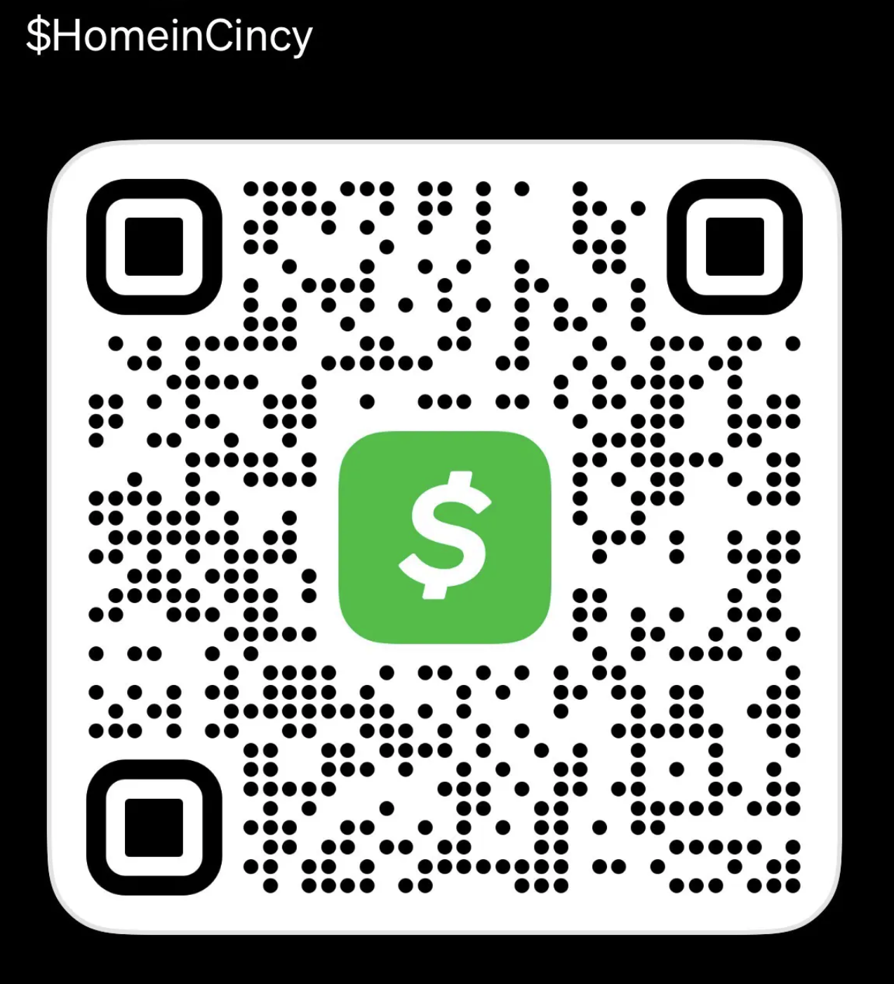 Cash App payment QR code for the $25 application fee